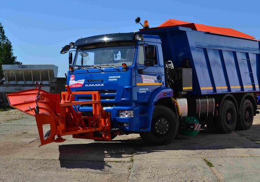 КДМ-7881010 на с.КамАЗ-6520-53 (ПС сталь, V=10,5 м3), Скоростной и Боковой отвал, Средняя щетка)