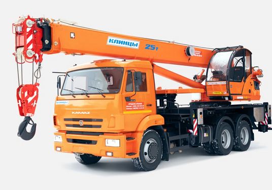 кран автомобильный КЛИНЦЫ КС-55713-1К-1 г/п 25 т, длина стрелы 21 м; на шасси КАМАЗ 65115 6х4