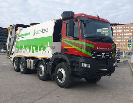 Мусоровоз с задней загрузкой ALFANORD KGH25-KP с откидной мусороприёмной ванной на базе КАМАЗ-65951